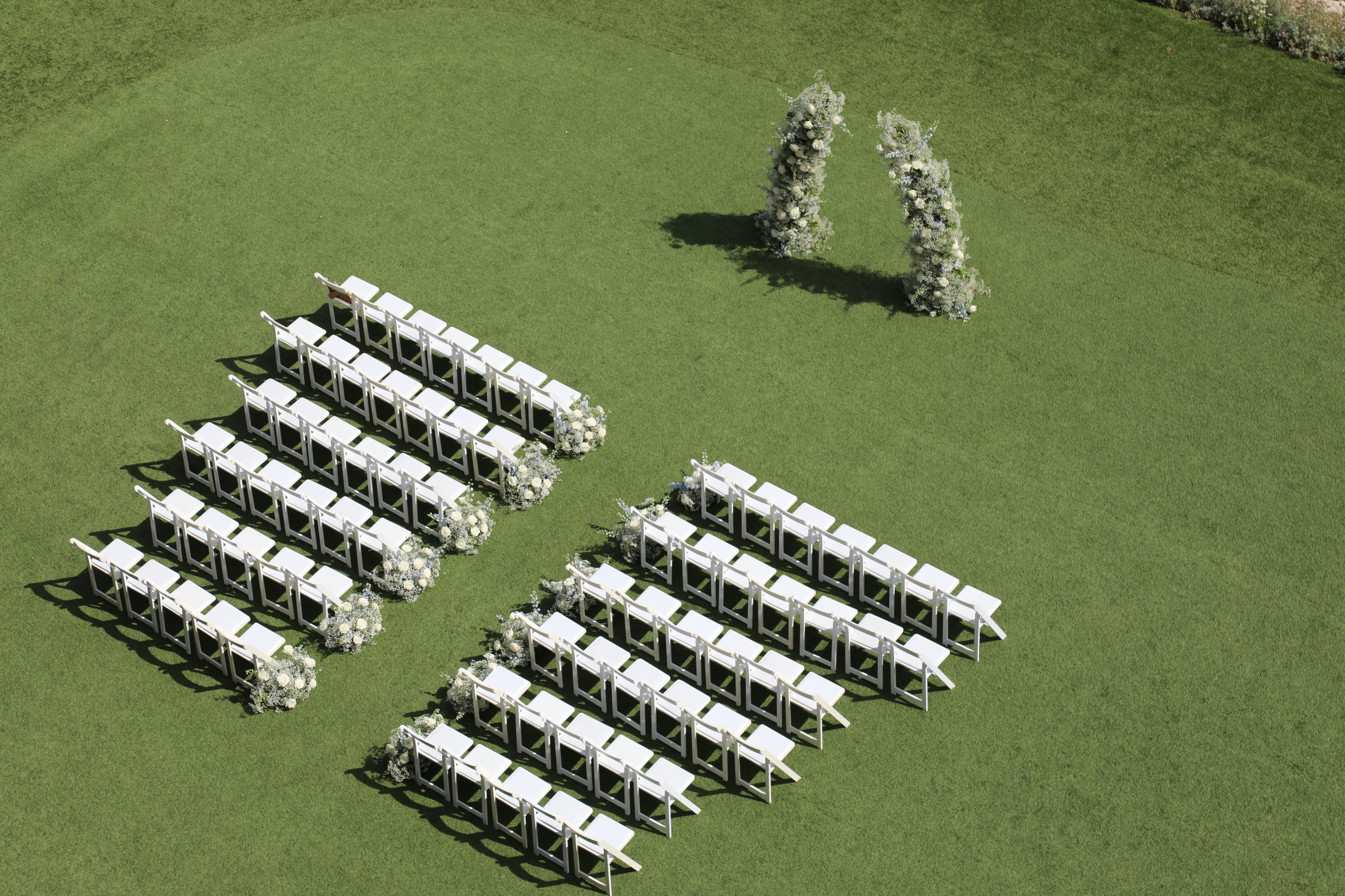 Baylee and Grant aerial wedding view